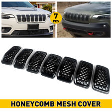 7PCS Front Hood Grille Insert For 2019 - 2022 Jeep Cherokee Trims Honeycomb Mesh picture