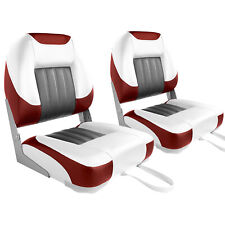 Deluxe Low Back Fold-Down Fishing Boat Seat (2 Seats),Red/Grey/White picture