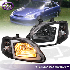 Pair LED DRL Headlights Lamps Left&Right For 1999 2000 Honda Civic EK EJ EM New picture