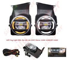 Fits GMC Sierra 1500 2500HD 3500 2003-2006 Front Bumper Lamps LED Fog Lights DRL picture