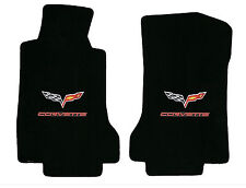 LLOYD Velourtex EBONY Front Floor Mats 2005 to 2013 Chevrolet CORVETTE C6 logos picture