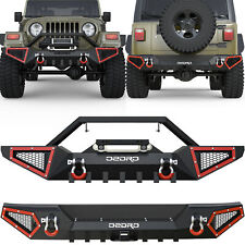 OEDRO Front / Rear Bumper for 1987-2006 Jeep Wrangler TJ YJ w/Winch Plate D-Ring picture