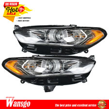 Headlights For 2013-2016 Ford Fusion Lights Lamps Pair Set Halogen Chrome LH+RH picture