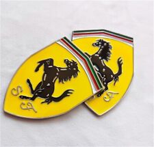 2x SJ Metal Shield Emblem Side Badge Sticker Wing Crest Fender Badge for Ferrari picture