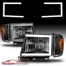 1997-2000 For Toyota Tacoma  2WD LED Black C Light Bar Headlights Set picture
