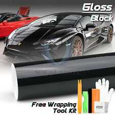 Gloss Glossy Black Car Vinyl Wrap Sticker Decal Film Air Release Bubble Free picture