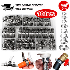 101pcs Adjustable Hose Clamps Worm Gear Stainless Steel Clamp Assortment set picture