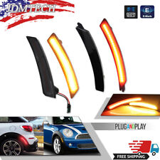 4PCS/Set For Mini Cooper 2007-13/14 Smoked Amber/Red Full LED Side Marker Lights picture