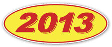 Oval Model Years Vinyl Car Window Stickers (Red/Yellow) (12 of 1 Year Per Pack) picture