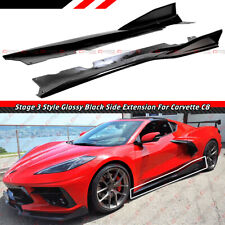 For 2020-2023 Corvette C8 Z51 Stage 3 Gloss Black Winglet Side Skirt Extension  picture
