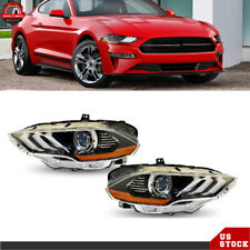 Pair Headlight For Ford Mustang 2018 2019 2020 LED DRL Headlamp LH&RH Clear Lens picture