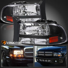 For 1997-2004 Dodge Dakota Durango Black 1PC Style Headlights Lamps Left+Right picture