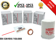 5 PCS NEW Genuine Nissan Oil Filter + Drain Plug 15208-9E01A FITS ALL MODELS picture