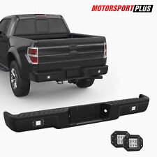 Black Rear Bumper W/ Lights For 2009-2014 Ford F150 W/o Parking Sensor Holes picture