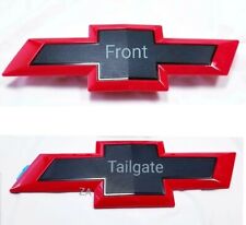 Black & Red Front/Tailgate Grill Bowtie Emblem Badge Fit Silverado1500 2500/3500 picture
