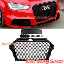 RS3 Style Front Grille (Gloss Black Frame + Honeycomb) Fits 14-16 Audi A3 S3 8V picture