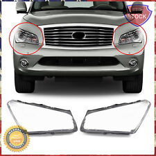 A Set Front Headlight Lens Cover +Glue For INFINITI QX56/QX80 2011-2014 US picture