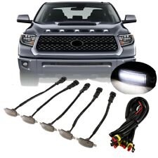 5pcs Smoked Lens Front Grille White 12LEDs Lights For Toyota Tundra Raptor Style picture