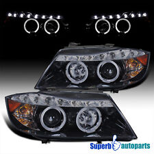 Fits 2006-2008 BMW E90 Glossy Black Halo Projector Headlights R8 LED Strip 06-08 picture