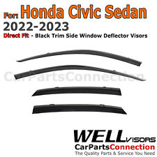 Wellvisors Window Visors Wind Rain Guards For 22-24 Honda Civic Sedan Black Trim picture