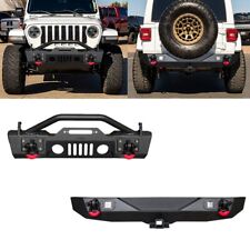 LUYWTE Front Rear Bumper with LED Light Fits 2018-2024 Jeep Wrangler JL/JLU picture