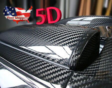 5D Ultra Shiny Gloss Glossy Black Carbon Fiber Vinyl Wrap Sticker 30x152cm US picture
