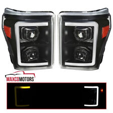 Black Projector Headlights Fits 2011-2016 F250 F350 SuperDuty Switchback LED Bar picture