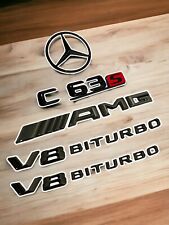 C63S SEDAN AMG V8 BITURBO Rear Star Emblem Black Badge Combo Set Mercedes W205 picture