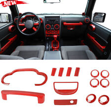 Red Interior Accessories Dash Decor Trim Kit for 2007-2010 Jeep Wrangler JK JKU picture