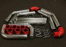 RDT UNIVERSAL CHROME ALUMINUM INTERCOOLER PIPINGS + RED COUPLER + T-BOLT CLAMP picture