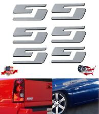 THREE= Chrome SS Emblems for Chevy Silverado GMC Sierra 7