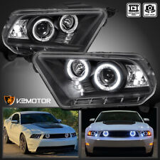 Black Fits 2010-2014 Ford Mustang LED Halo Projector Headlights Lamps Left+Right picture