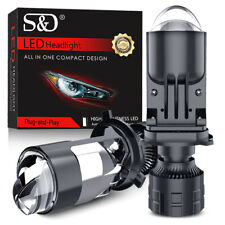 2X H4 Mini Bi-LED Projector Dual Lens LED Headlight Hi-Low 25000LM Retrofit LHD picture