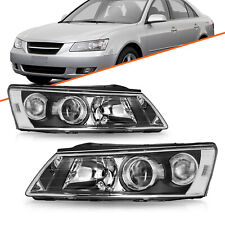 For 06-08 Hyundai Sonata Left & Right  Black Pairs Headlights Assembly Headlamps picture