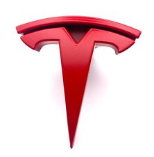 MODEL S FRONT T Badge Full Replacement Assembly OEM Product (Satin Matte RED) picture
