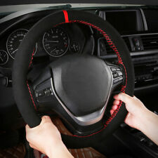 1x 38cm Car SUV Steering Wheel Booster Cover Red Suede Leathe Non-Slip Accessory picture
