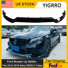 Front Bumper Lip For 2015-2018 Mercedes Benz W205 C-Class AMG Sport Gloss Black picture