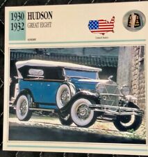 1930 Hudson Great Eight Picture Card, Specifications on back 8 Cylinder Phaeton  picture