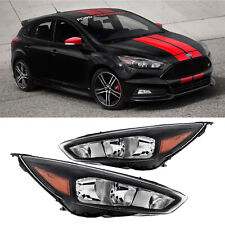 For 15-18 Ford Focus Amber Black Houseing Headlamp Headlights Assembly W/Bulbs picture