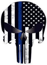 Skull American Subdued Thin Blue Line Decal picture