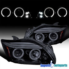 Fits 2005-2010 Scion tC Halo Projector LED Bar Head Lights Glossy Black Smoke picture