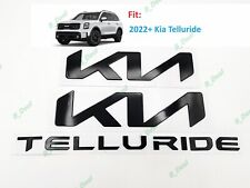3PC Gloss Black KN Front Rear Telluride Emblem Badge Fit 2022-2024 KIA Telluride picture