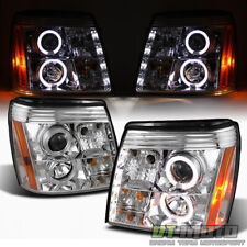 2002-2003 Cadillac Escalade Chrome LED Dual Halo Projector Headlights Headlamps picture