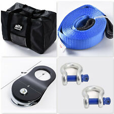 20ft 10T 4WD SUV Truck Winch Recovery Kit Snatch Block Bow Shackle Tow Strap Bag picture