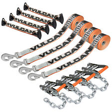 8-Point Roll Back Car Tiedown Kit, Snap Hook & Chain Tail 4 Pack Silver Series picture