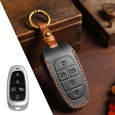 Leather Remote Key Case Cover Fob Holder Shell for Hyundai Tucson Sonata Elantra picture