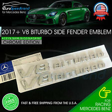 V8 BiTurbo Emblem Chrome Side Fender 3D Badge Mercedes Benz AMG 17+ C63 E63 picture