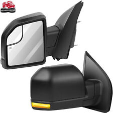 Pair set Black Power Heated Turn Signal Side Mirrors For Ford F-150 2015-2020 picture