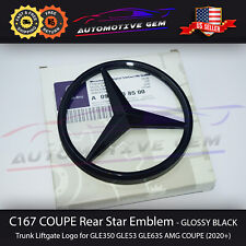C167 COUPE Mercedes GLOSS BLACK Star Emblem Rear Trunk Lid Logo Badge AMG GLE53 picture