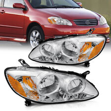 Pair Front Headlights Chrome Housing Assembly For 2003-2008 Toyota Corolla picture